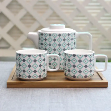 Ceramic Tea Set with Infuser - Custom Color and Logo Decal for Home Use