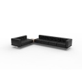 Modern Black Leather Corner Sofa Set High Quality Couch Sectional Furniture