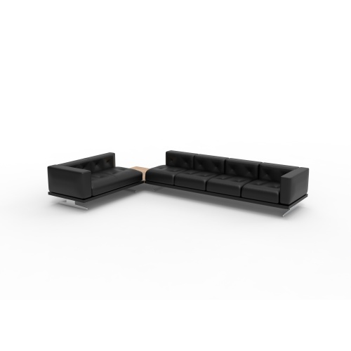 Modern Black Leather Corner Sofa Set High Quality Couch Sectional Furniture
