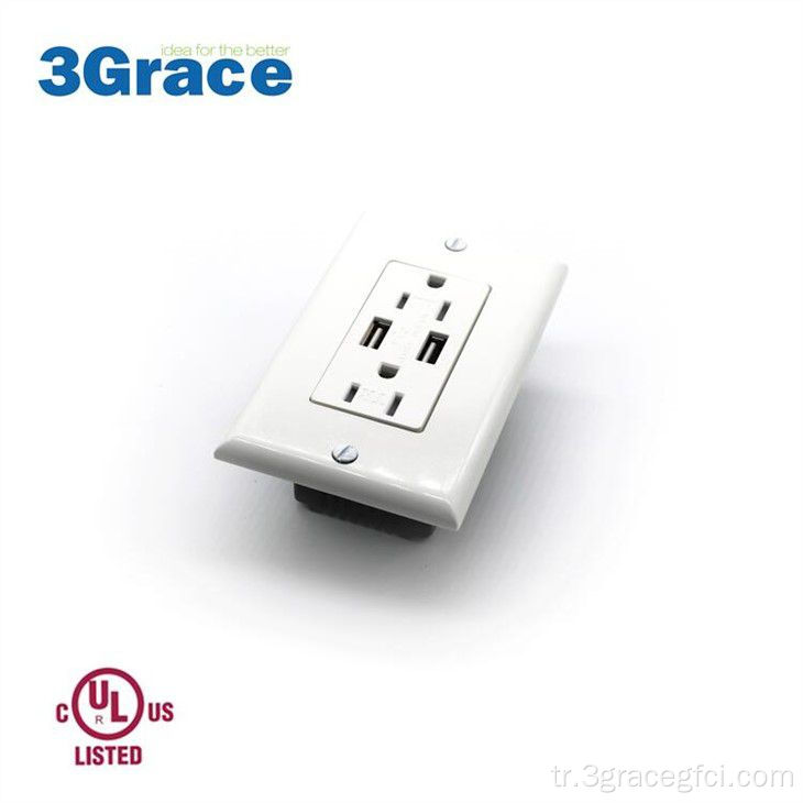 15amp Dubleks Resle USB Şarj Cihazı ve TR