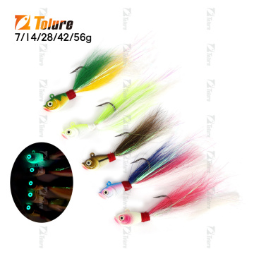 Hard Metal Saltwater Mackerel Fishing Jig Heads with Bucktail Skirt and 3D Eyes in Varying Weights