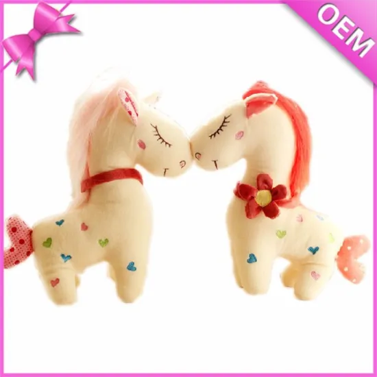 Heart Embroidered on Body Lovely Custom Plush Horse, Plush Horse, Horse Plush