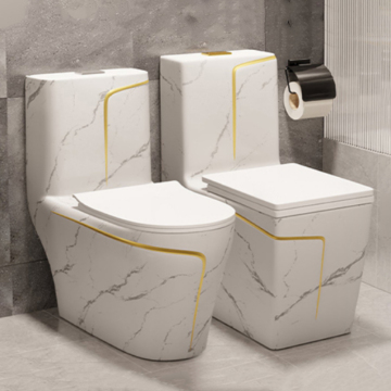 Luxury Colored WC Toilet Bowl with Gold Line