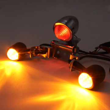RTS Retro LED Tail Lights with Turn Signal Bracket Kit for Motorcycles