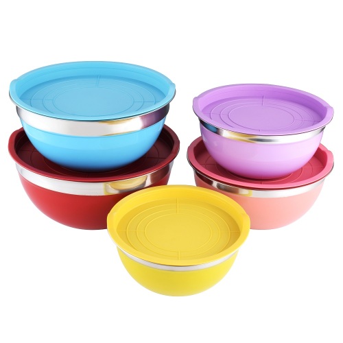 Plastic Lid Powder Coating Steel Salad Bowl