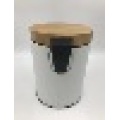 Bamboo Lid Powder Coating Wastebin