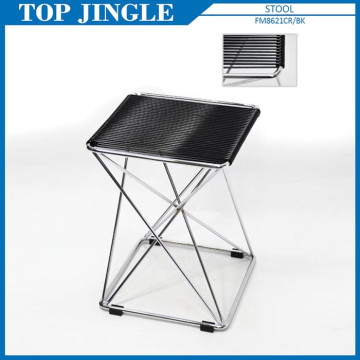 Cross Design Square Single Wire Bath Stool With PVC Strip
