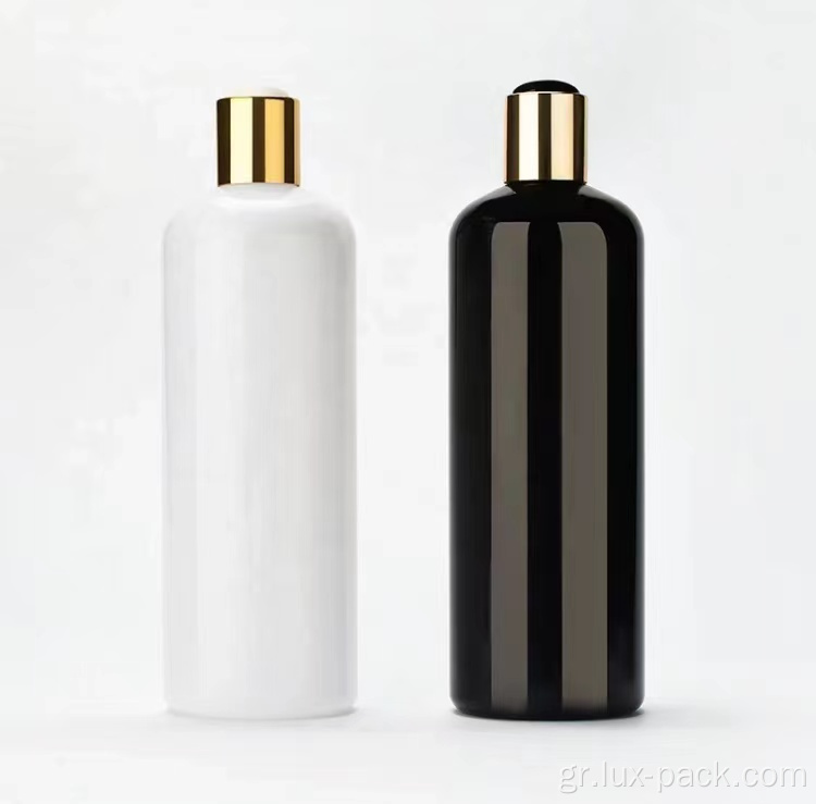 Χονδρικό προσαρμοσμένο άδειο σαμπουάν πλαστικό μπουκάλι κατοικίδιων ζώων με χρυσό μαύρο λευκό δίσκο κορυφαίο καπάκι