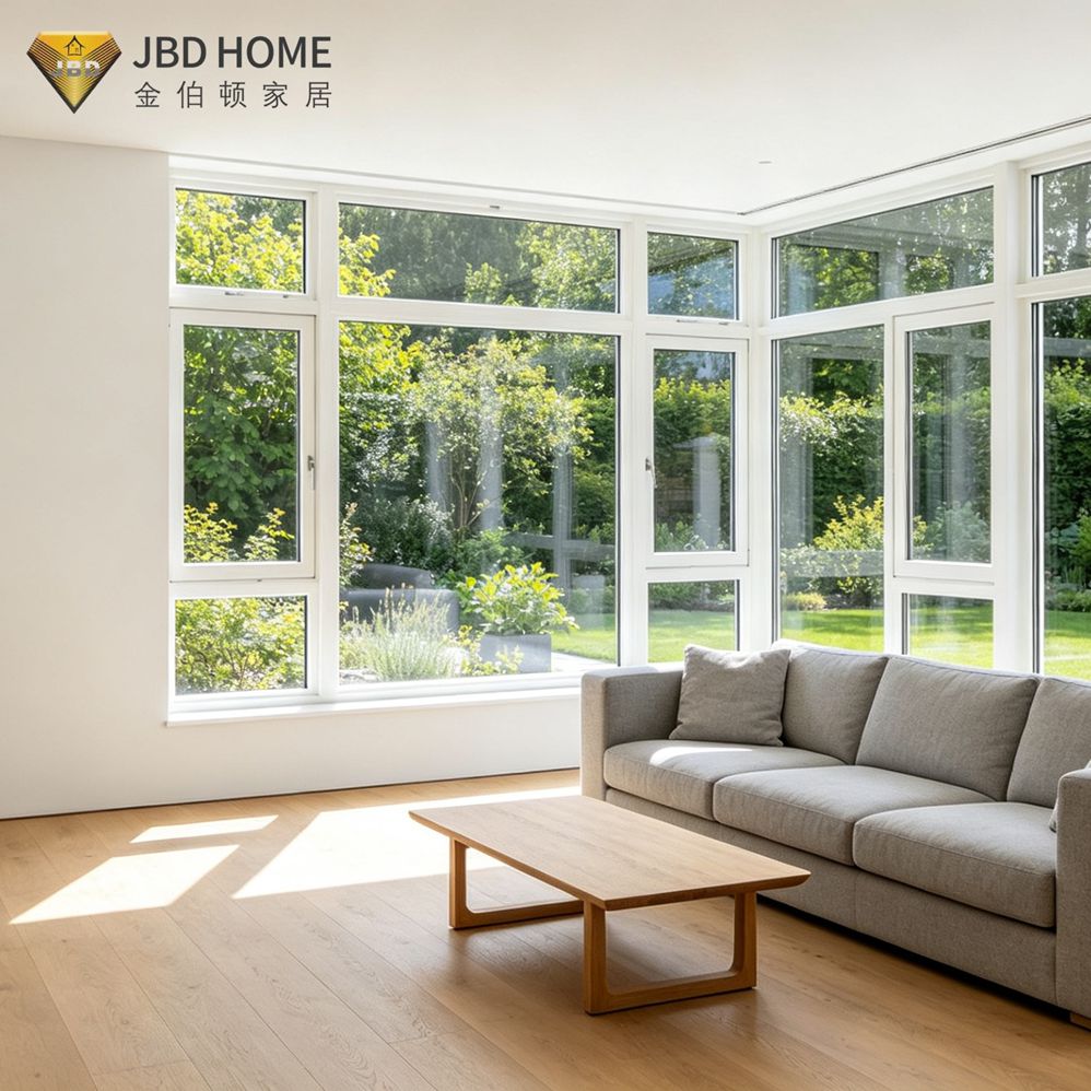 Finestre a battente d'aluminiu d'altu rendiment in u salottu mudernu