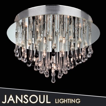 Jansoul Lighting Chrome Metal Ring Hanging Crystal Ceiling Light for Dining Room
