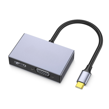 USB C to VGA 2 in 1 Adapter 4K 30Hz 1080P Aluminum Alloy HDTV Converter Hub
