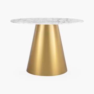 High Quality 4 Seat White Marble & Brass Cafe Table, 100cm