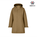 Parka impermeável elegante de comprimento médio com zíper oculto
