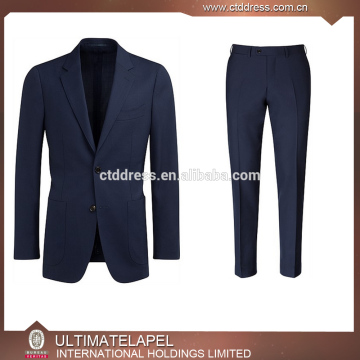 hand made top grade wool navy blue custom men's suits