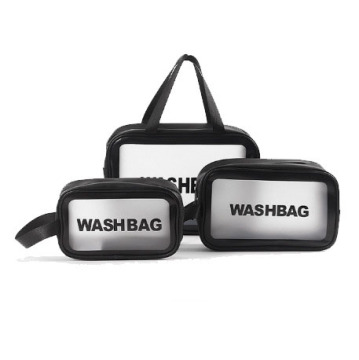 Frosted Semitransparent Custom Makeup Bag Waterproof PVC Black Cosmetic Bag for Women