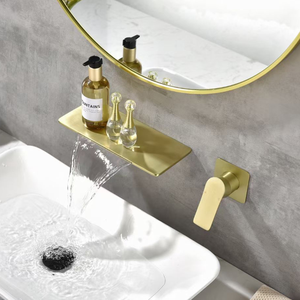 Wasserfall Gold Klassiker Wandmontage Badezimmer Wasserhahn