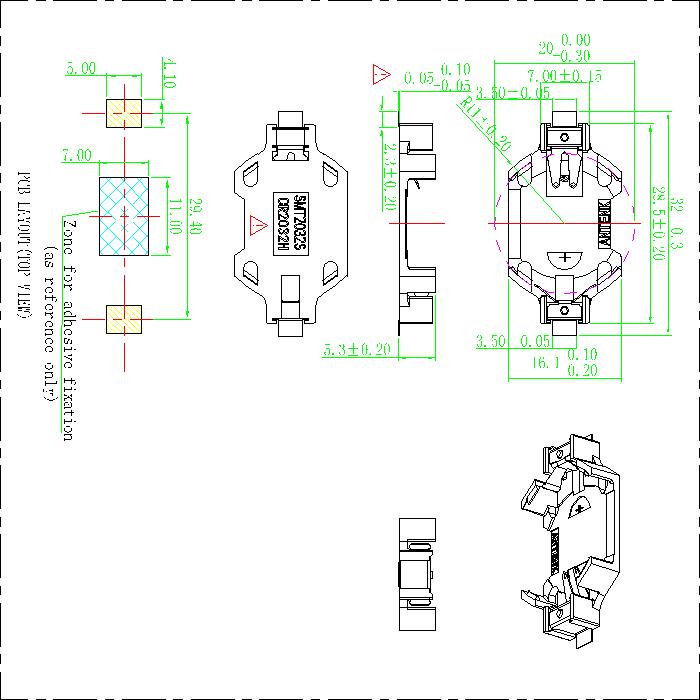 CR2032 Coin Cell Holder Right Angle SMD/SMT