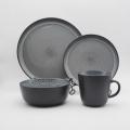 Black Style Reactive Glazed Stonware Dinner Tares Set