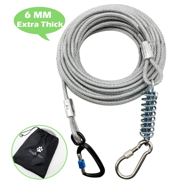 Extra Solid Dog Tie Out Cable With Spring