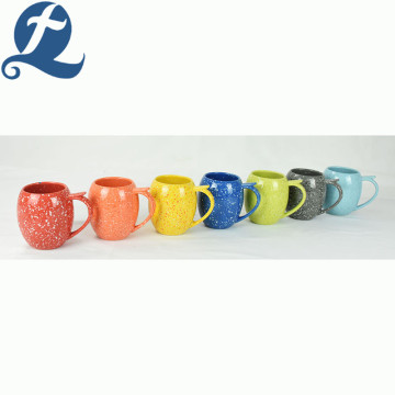 Coffee Drum Shape Ceramic Handle Printed Gift Mug