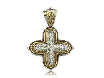 Oro diamante CZ cross ciondolo 1130-QW