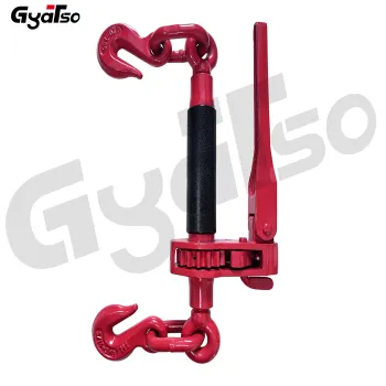 Ratchet Style Folding Handle Load Binder with 2 Grab Hooks for Flatbed Trailers