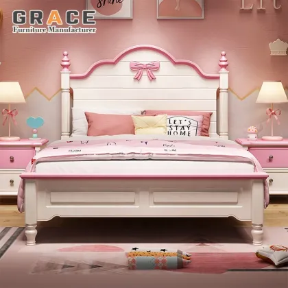 Princess Bed for Girls - Pink Kids Standard Children Bed