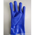 Blaue PVC-Handschuhe mit imprägniertem Sandfinish 27cm