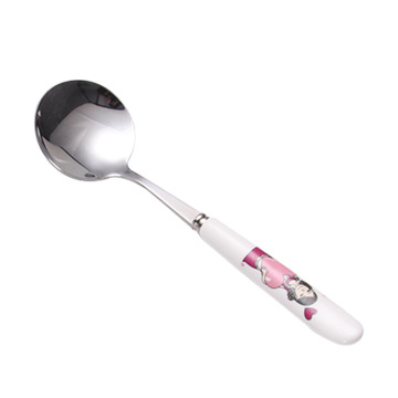 Wholesale Stainless Steel Porcelain Handle Children's Soup Spoon Set for Families