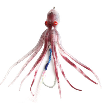 Ink-jet TPE 15cm Luminous Squid Lure with Mustard Hook