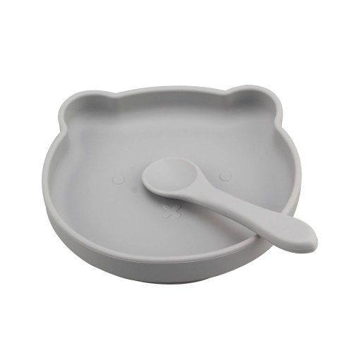 Grey Bear-shaped Silicone Baby Bowl