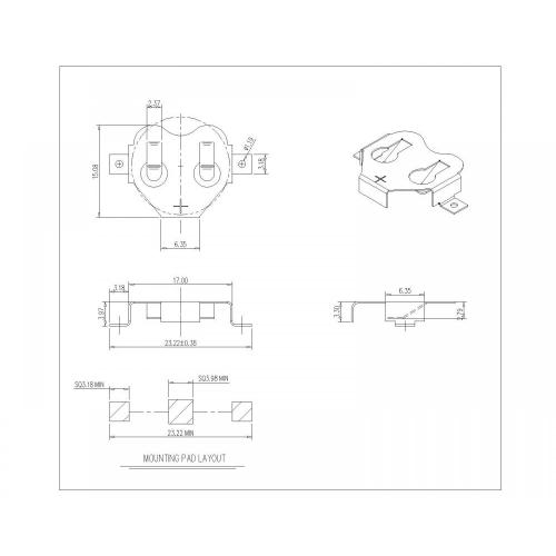 BS-M-NI-R-3012 16mm SM COIN CELL CLIP