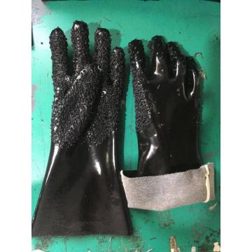 Black PVC chips cotton linning gloves open cuff