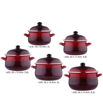 Customizable Size Printing Logo Enamel Pot Set - Turkish Binaural Enamel Soup Pot