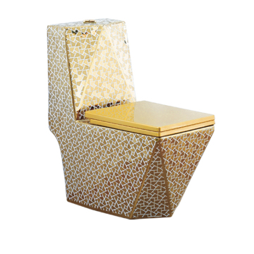 Popular Muslim Country Diamond Shape Golden Electronic Plated Ceramic Washdown One Piece WC Toilet Seat
