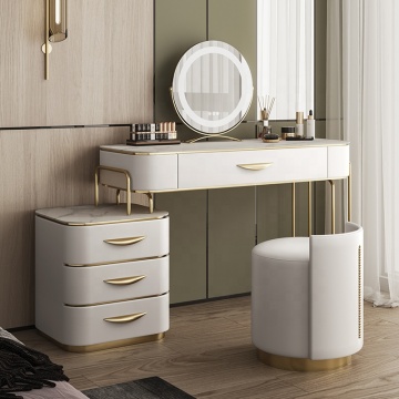 New Design Metal Rock Plate Makeup Vanity Dressing Table Set for Simple Bedroom