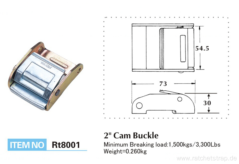 2 Inch Heavy Duty Galvanized Cam Keeper Buckle