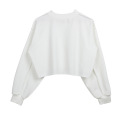 Womens Cropped Casual Long Sleeves Sweatshirts