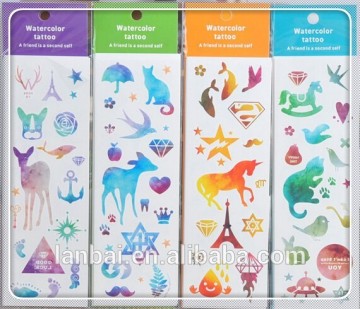2015 hot sale EN71 new design cartoon water color body bracelet necklace Tattoos