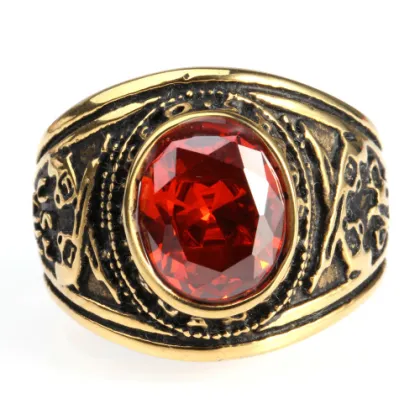 Black Diamond Semi-Precious Stone Gold Ring