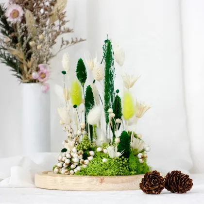 Wholesale Handmade Dried Flowers Lagurus Forever Roses Preserved Flowers in Glass for Easter Mother's Day Gifts