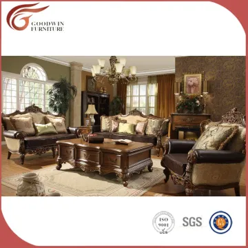 carving wood living room sofa sets Italian style
