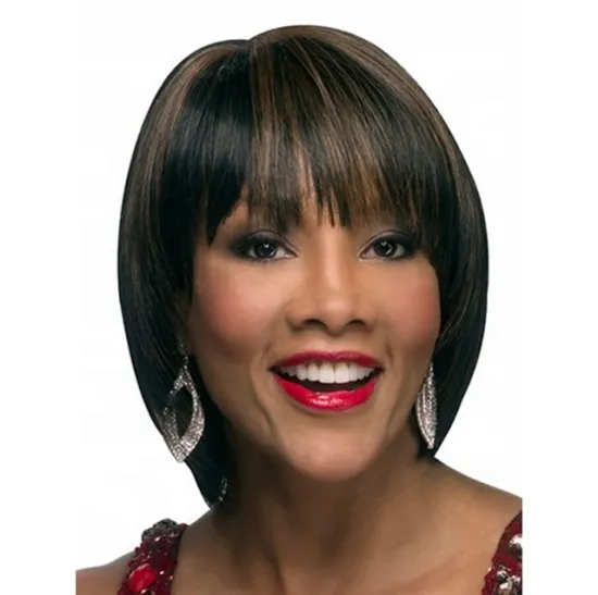 AISHILI Wholesale Synthetic Hair Afro Straight Wigs Black And Mixed Brown Naturl Wave Wig For Black Women