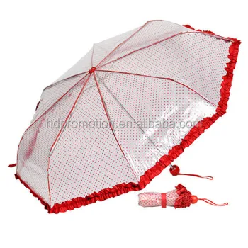 Compact Foldable Transparent Lace Sun Rain Umbrella Luxury Chinese Design Windproof Light LED Outdoor Wedding Travel Decoration