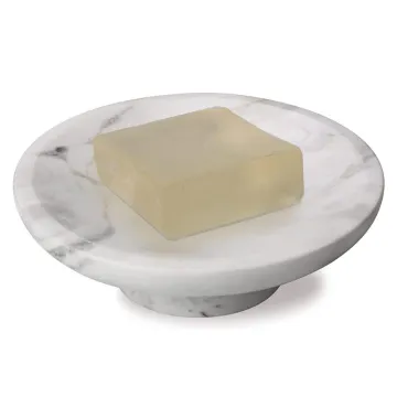 Natural White Stone Marble Soap Dish, Handcrafted Soap Tray for Bathroom, Tub, Shower, Kitchen Sink - Perfect Holder for Soap and Sponge