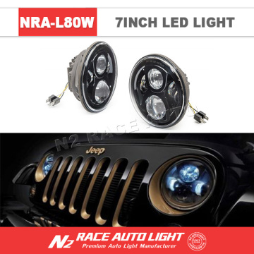 Lifetime Warranty E-Mark DOT Certificate Super Power Round 7 inch Head Lamp 80w LED C-R-E-E with Daytime Running Light