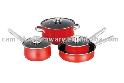 7PCS BALLY SHAPE COOKWARE W/ S/S HANDLE