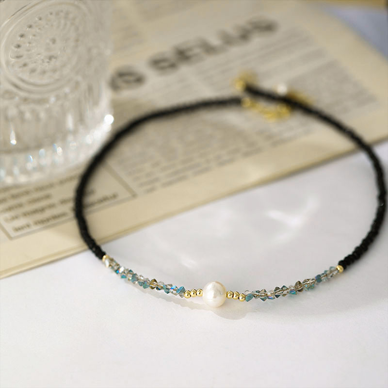 Wholesale Fashion Statement Jewelry Black Crystal Necklace
