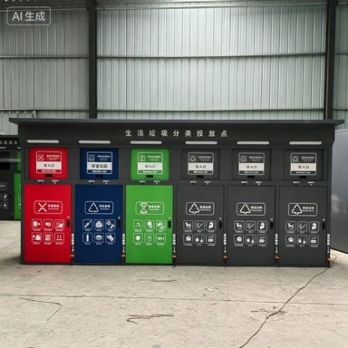 Durable Metal Waste Station for Community Areas