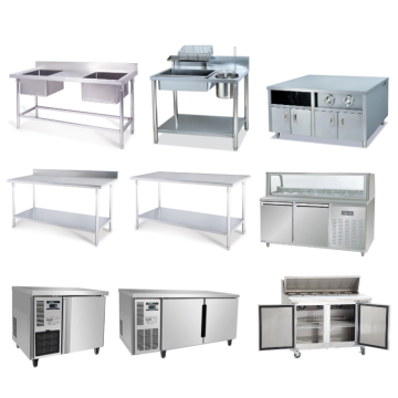 Chef en acier inoxydable a utilisé la table de préparation de cuisine de cuisine